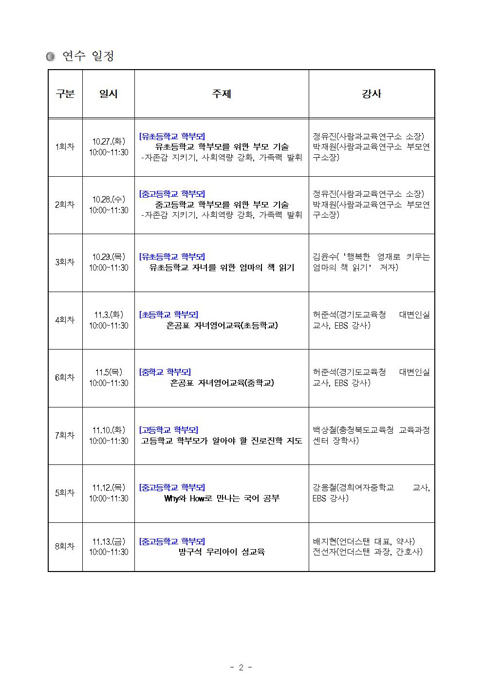 2020. 함께 행복한 교육을 위한 학부모 온라인 배움길 연수 가정통신문002